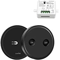 LoraTap 868MHz Kit de Interruptor Inalámbricas Negro + Receptor de Relevo Blanco para Luz Lámpara Techo Ventilador…